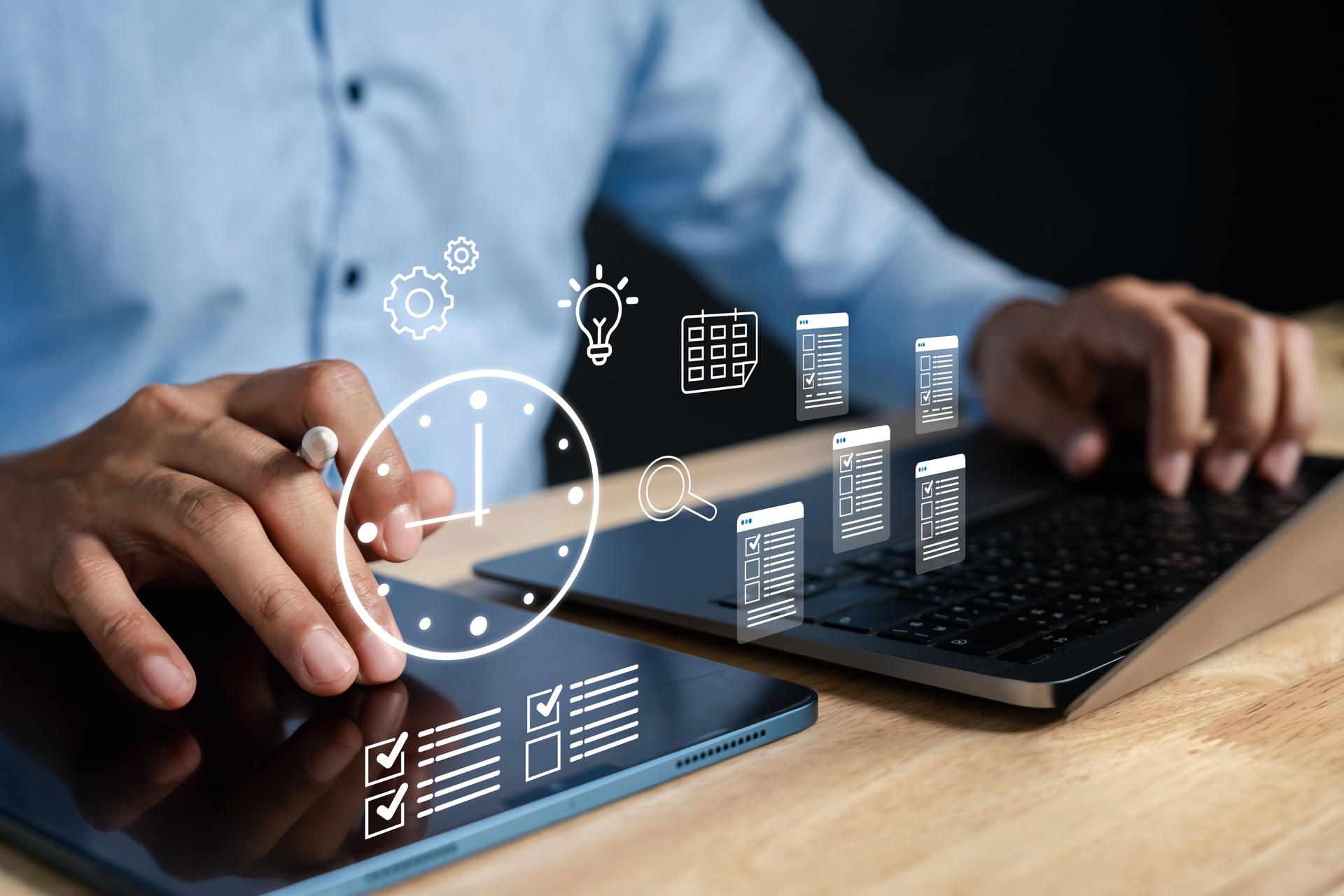 Schedule planning workflow with digital calendar, task tracking, time management, and productivity tools, supporting efficient teamwork, goal alignment, and real time performance.